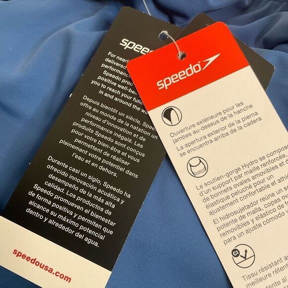 Speedo Women's size 10 Swimsuit One Piece Thin Strap High Cut Bright Blue Cobalt - Picture 4 of 13